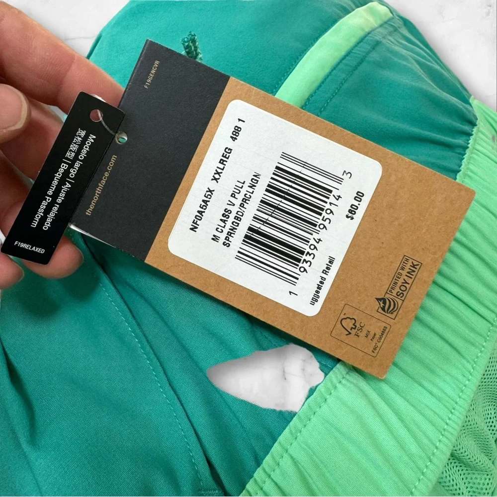 The North Face Class V Pull On Teal/Green Shorts - Men's Size XXL - NWT‎